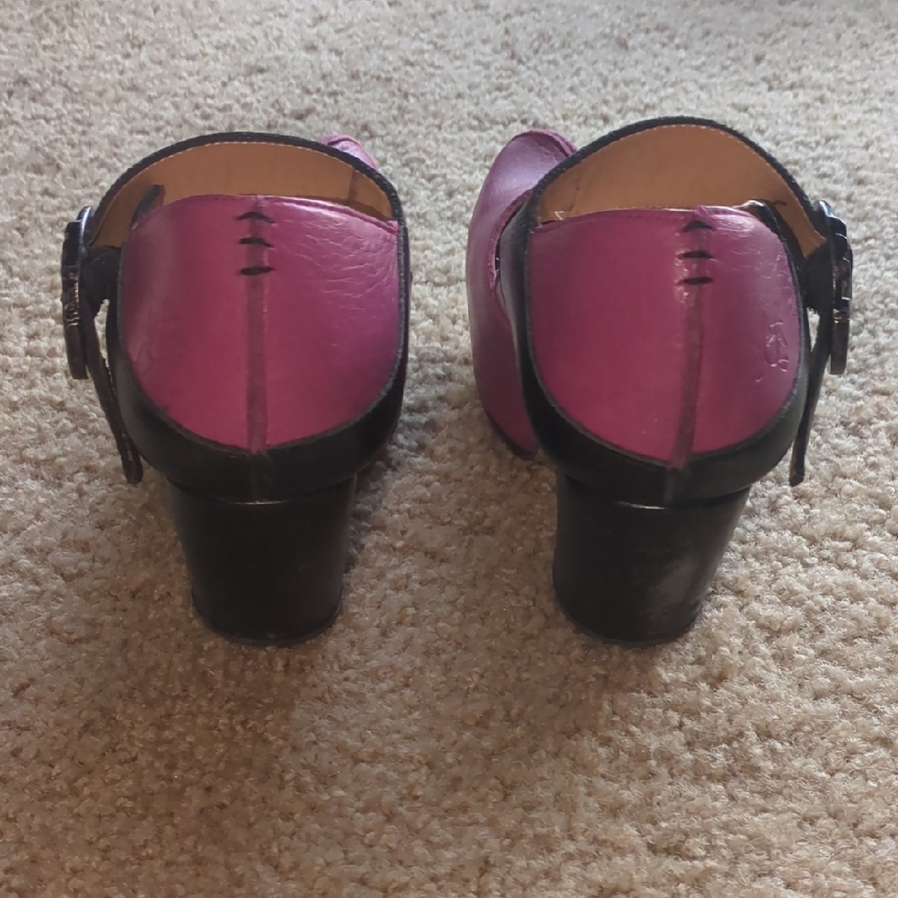 John Fleuvog Pink & Black Heels With Buckle Strap Size 7.5 - Picture 2 of 16